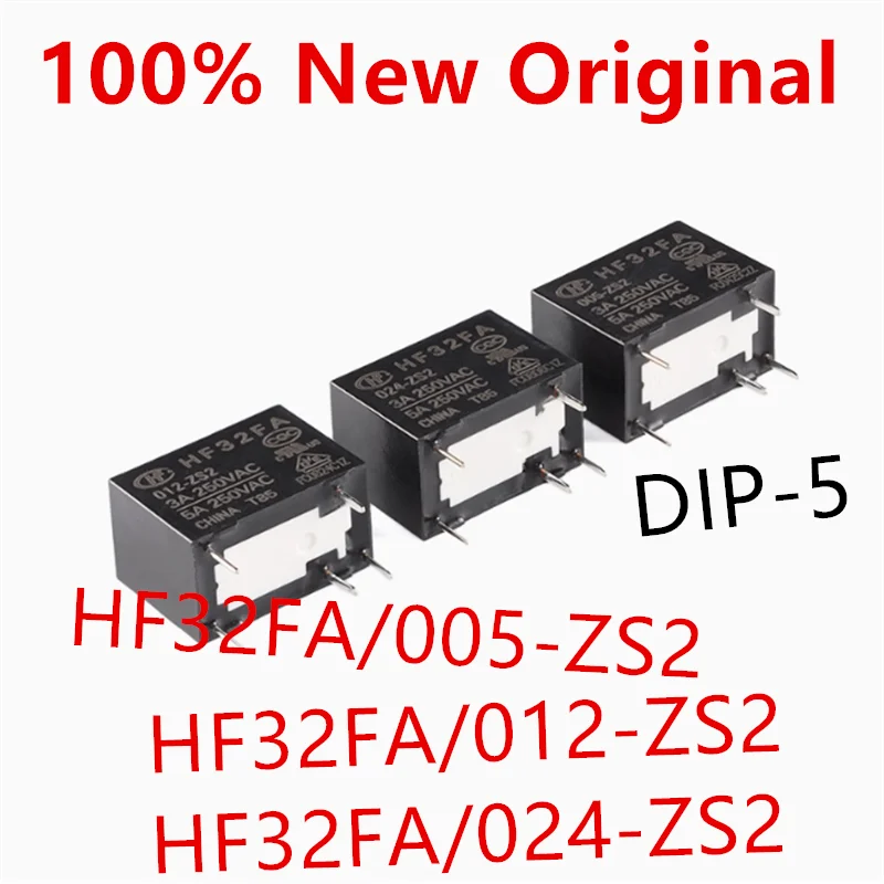 10piece  HF32FA/005-ZS2 、HF32FA/012-ZS2 、HF32FA/024-ZS2  DIP-5  New power relay  HF32FA-005-ZS2 、HF32FA-012-ZS2 、HF32FA-024