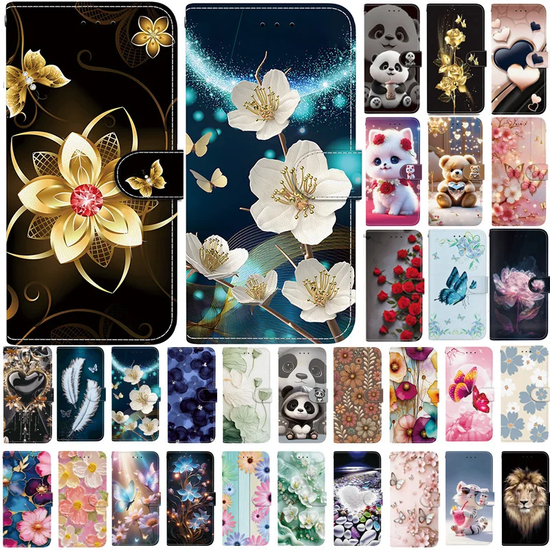 Case for Coque Infinix Note 50 Pro Plus 5G Fundas Cartoon Panda Flower Leather Case Note50Pro Plus Phone Cases Wallet Flip Cover