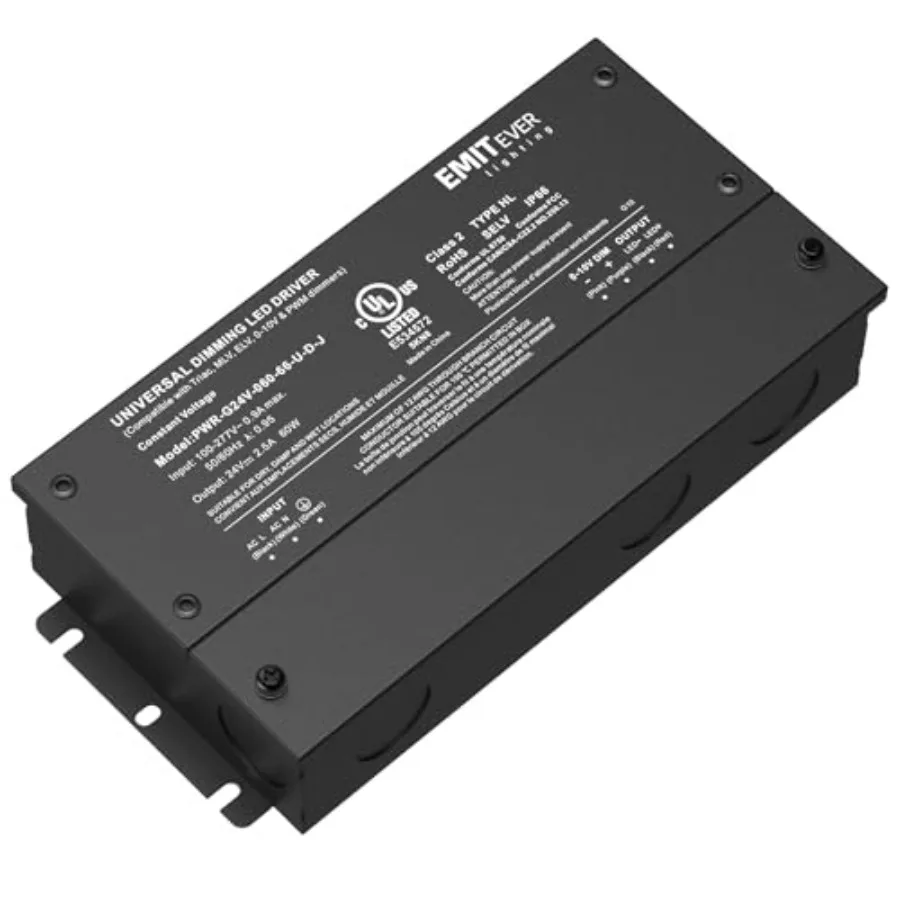 60W Dimmable LED Driver, 4V Triac Dimmable Power Supply, AC to DC Transformer for LED Light, Compatible with Lutron and Leviton