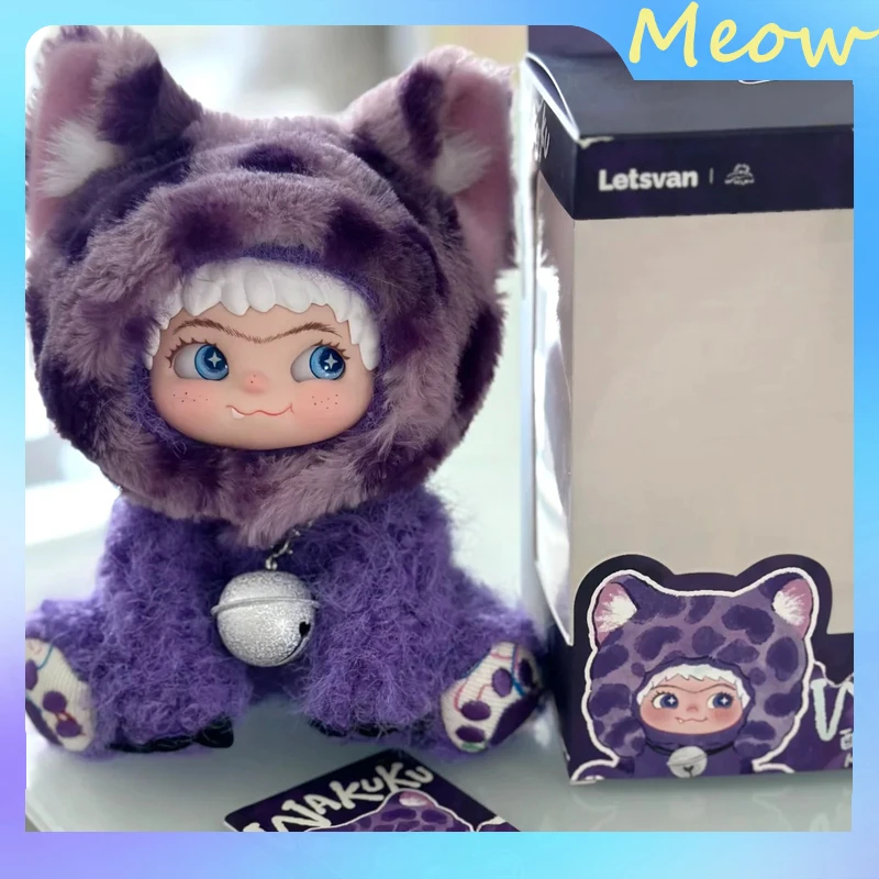 

New 18cm Wakuku Purple Leopard Print Series Action Figure Pendant Kawaii Vinyl Doll Anime Figure Hanging Card Collection Toys