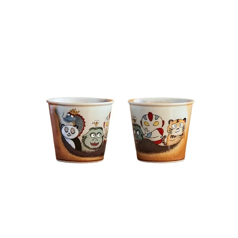 Sketch hand-painted teacup master cup Jingdezhen ceramic Gongfu tea set creative tea brewing straight tea cup