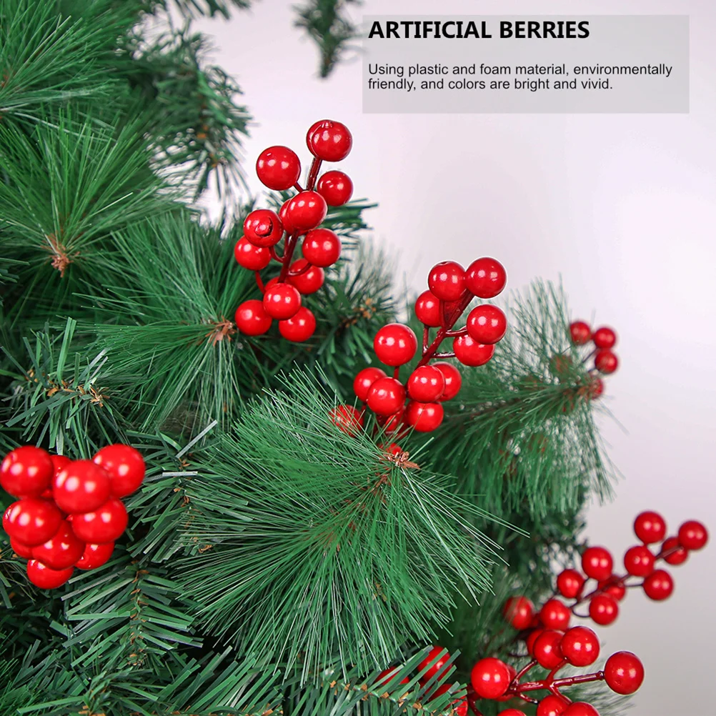 

10Pcs Artificial Red Berry Branches Simulation Berries Bouquet DIY Handmade Wedding Photo Props Christmas Holiday Home