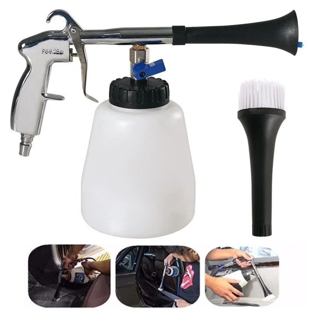 

High Pressure Air Duster Handheld Car Interior Cleaning Gun Cyclone Dust Blower Pneumatic Tornado for Auto Detailing with Brush