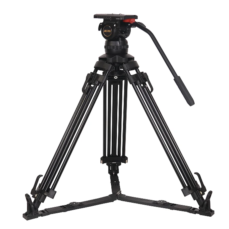 Factory Jiepai V20 Professional Broadcast Heavy dut Video camer Aluminum Tripod With 100mm Bowl Fluid Head