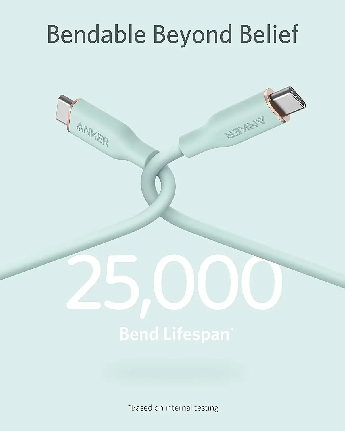 Anker 643 Powerline III Flow، كابل USB C إلى USB C 100W 3ft، كابل شحن من النوع C شحن سريع (سيليكون)