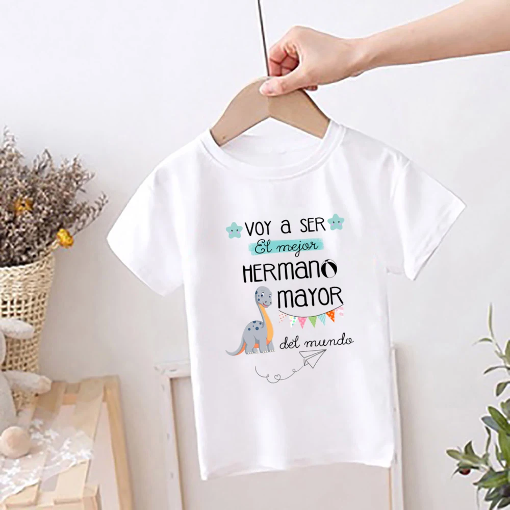 T-shirt imprimé espagnol pour enfants, t-shirt à manches courtes pour garçons, je vais devenir le meilleur frère, annonce de grossesse