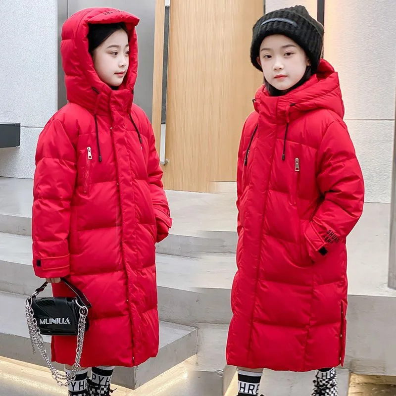 Girls Down Coat Overcoat Jacket Windbreak Outerwear 2024 Long Winter Autumn Sport Warm Christmas Gift Children's Clothing