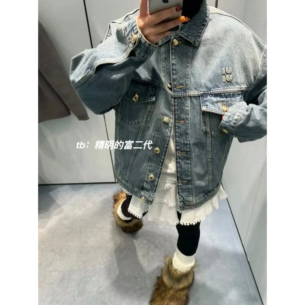 NIGO ผู้ชายฤดูใบไม้ผลิและฤดูใบไม้ร่วงสไตล์วิทยาลัย Retro Washed Light Blue Denim แจ็คเก็ตแฟชั่นเสื้อผ้าที่เรียบง่ายและหลากหลาย # NGTOP11433