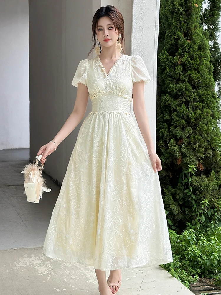 Frauen Kleidung Stickerei Blume Spitze V-ausschnitt Korsett A-Line Abendkleid Elegante Dame Mode Party Prom Vestidos Fiesta Robe Neue