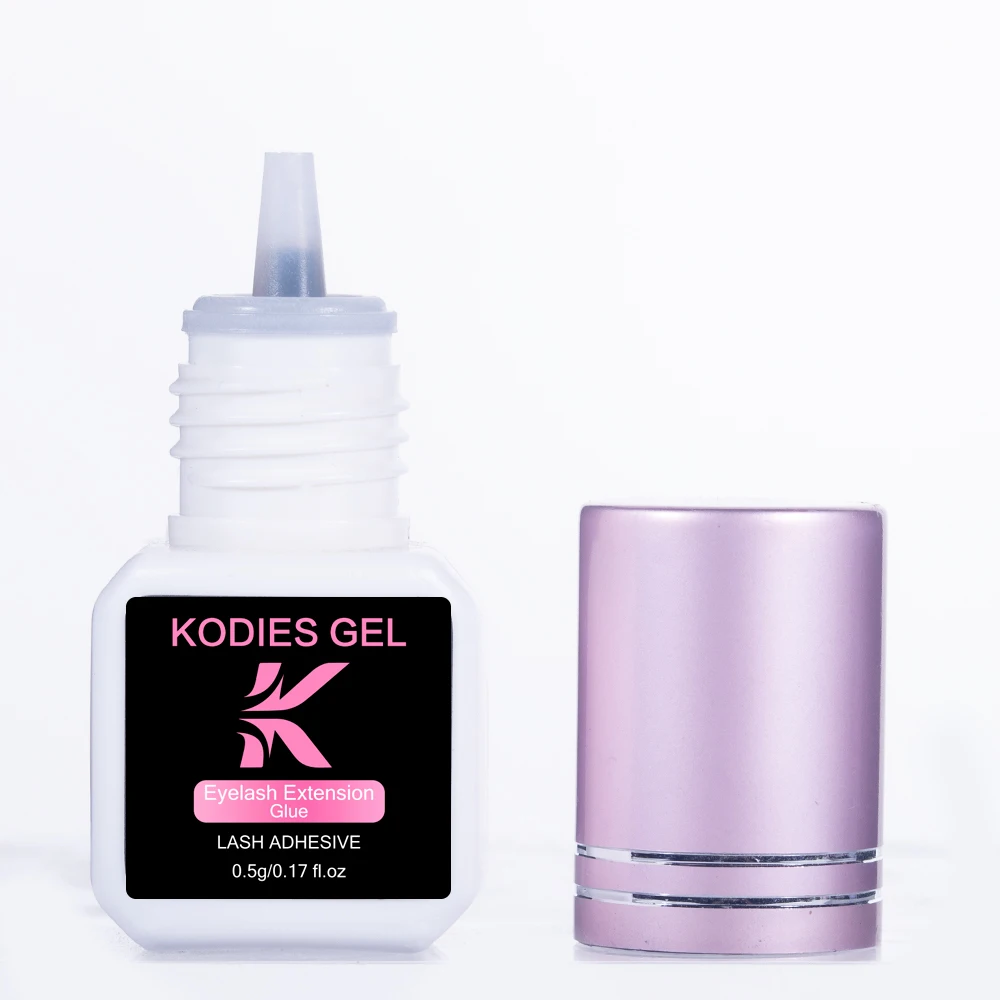 KODIES GEL 5 PCS Eyelash Extension Glue Supplies 0.5 Sec Dry Black Long Retention Strong Hold Lash Adhesive Glue Private Labels