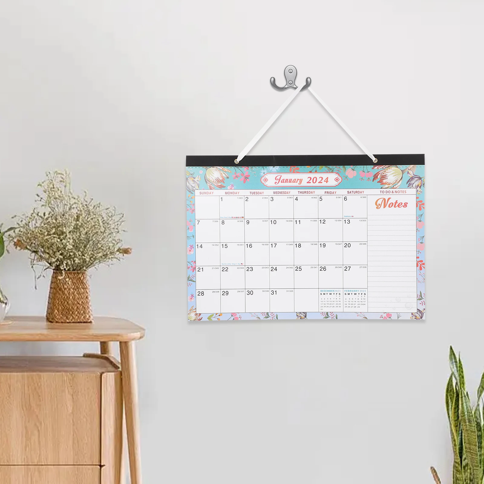

Sturdy Wall Calendar 2024 Monthly Home Office Holiday Hanging Daily Use Clear Print Blank Space Practical Decor Household