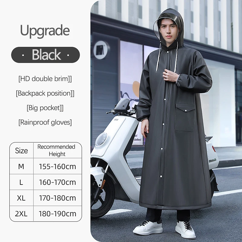 New Men\'s Raincoat Long Full MTB Road Bicycle Single Ride EVA Body Waterproof Raincoat Lengthen Brim Fashion Raincoat