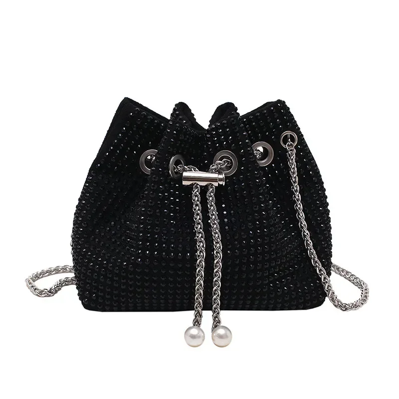 Trendy Sequin Decorated Bucket Bag Fashionable Single Shoulder Underarm Bag Internet Famous Korean Version Portable Women\'s Bag