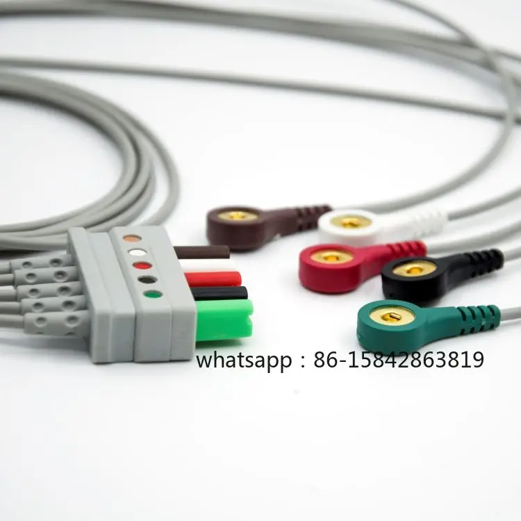 Compatible with Drager-Siemens Sirecust 341-342 R 5 AHA Pinch ECG Leadwire Cable, 3.4m CE ISO13485 Certified Latex-Free