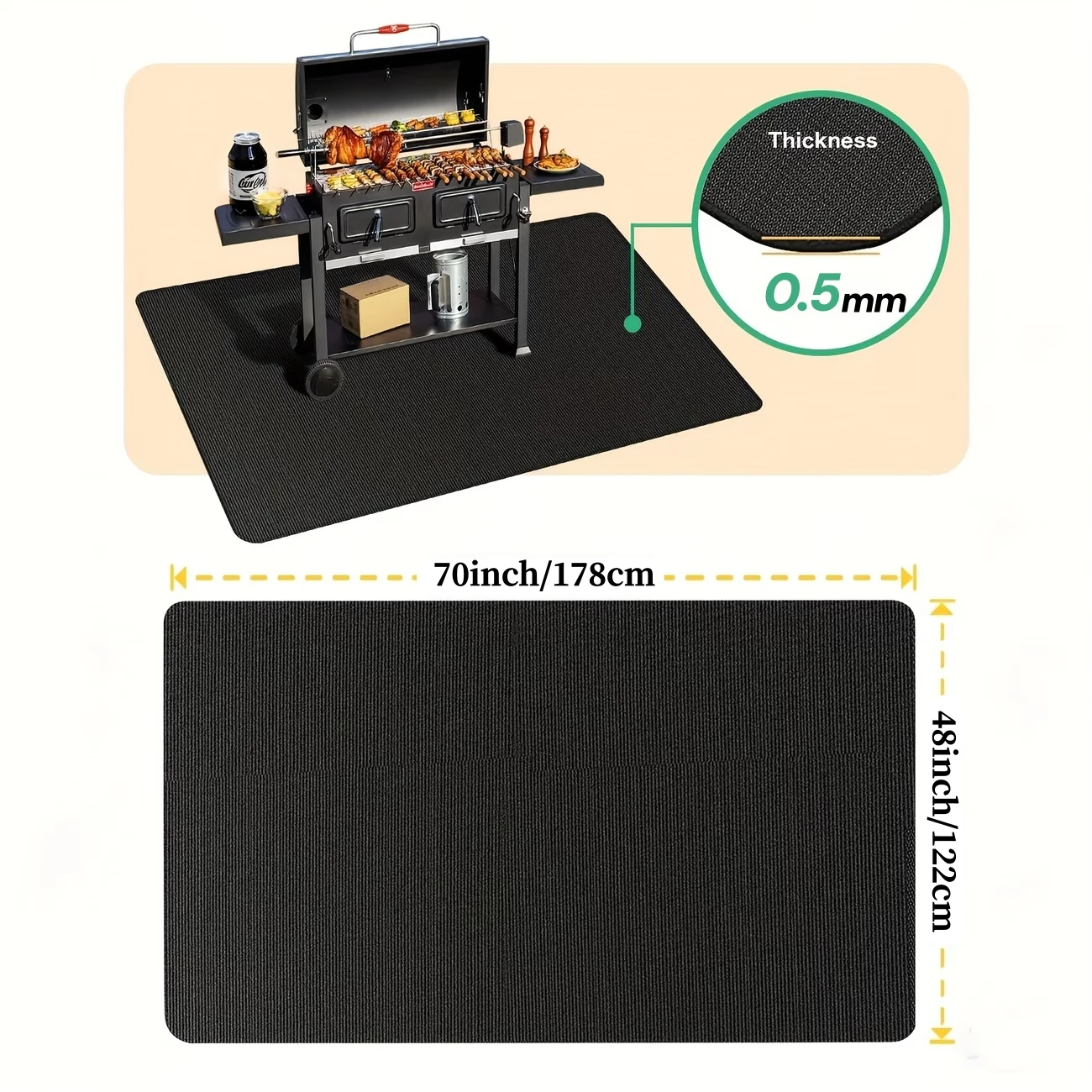 Outdoor Barbecue BBQ Under Grill Fireproof Mat Fire Pit Mat, Patio/Garden Lawn Protection Mat, Fireproof Floor Mats for Indoor view 2
