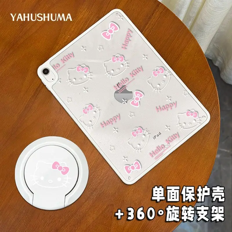 Sanrios Hello Kittys Cute Ipad10 Tablet Shell New Style Acrylic Cartoon Desktop with Stand Girl Heart Tablet Protect Back Shell