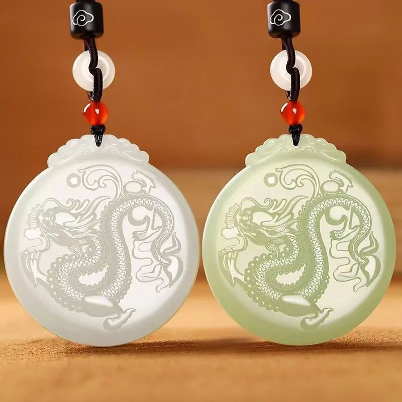 

Natural Afghan jade pendant, flying dragon in the sky, zodiac dragon, men's and women's versatile