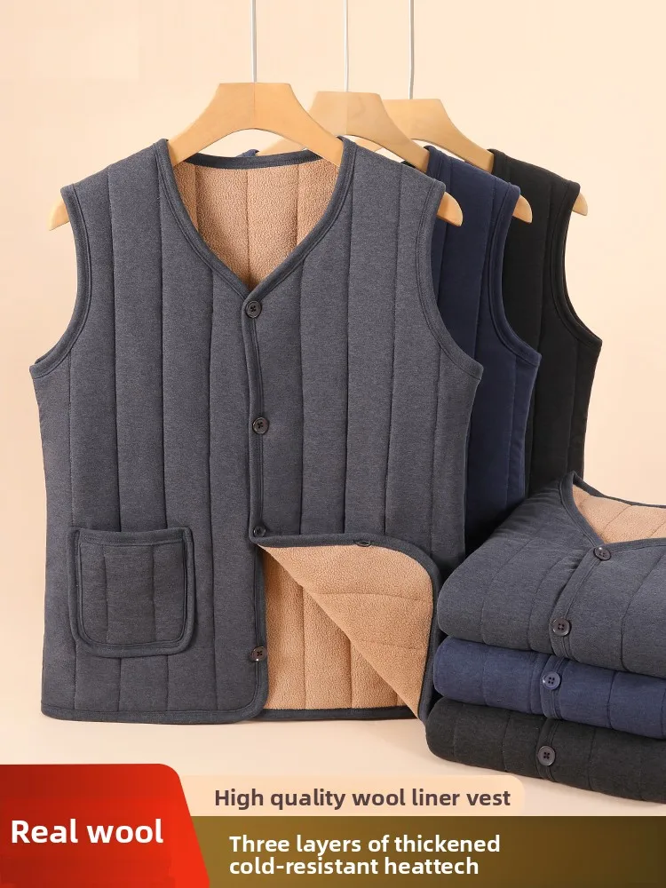 

Мужской шерстяной жилет Thiened Tee-Layer Fce Теплая верхняя одежда Winter Faion Ci Sle V-Ne ket Повседневное длинное пальто для среднего...
