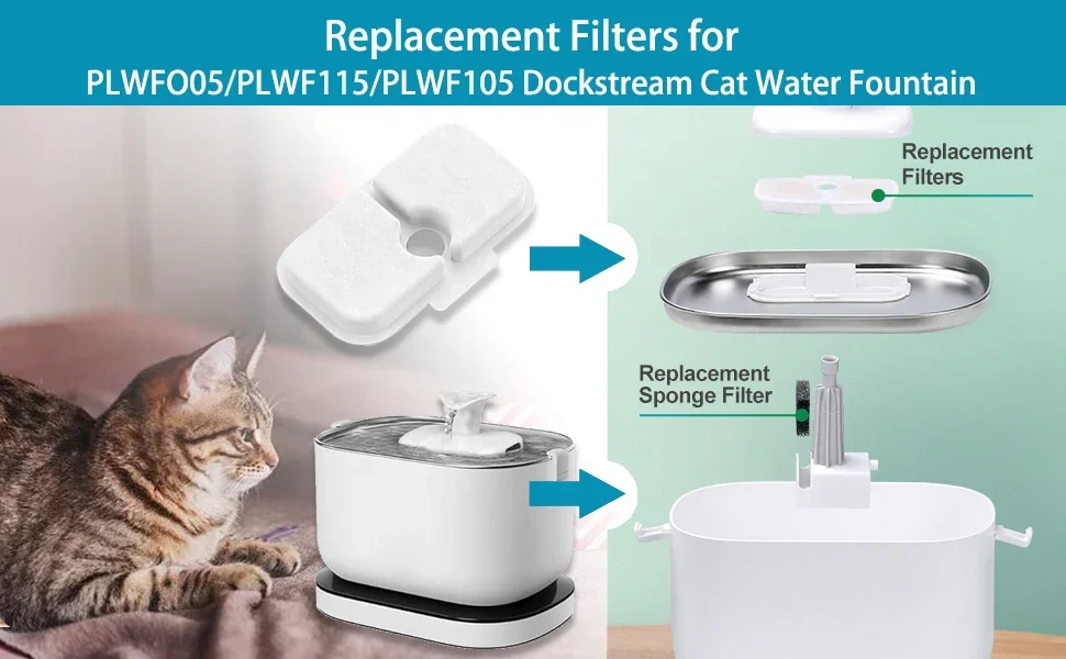 12er-Pack Katzen- und Hunde-Wasserbrunnenfilter, kompatibel mit Wasserbrunnen, Ersatzfilter für PLWF106/PLWF116/PLWF115/PLWF105 – Detail 2