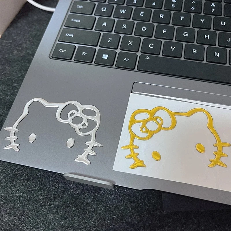

2pcs Kitty Silver Stickers Cartoon 3D Cartoon Anime Mobile Computer Car Stickers