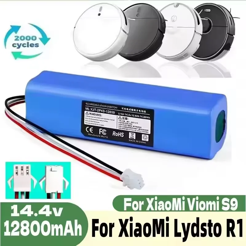 

14.4V 12800mAh Li-ion Battery - For Xiaomi Viomi S9/Roidmi Eve Plus/Uoni V980 Plus/LDS M7 Pro/Lydsto R1//Tesvor M1/Neabot N1 N2