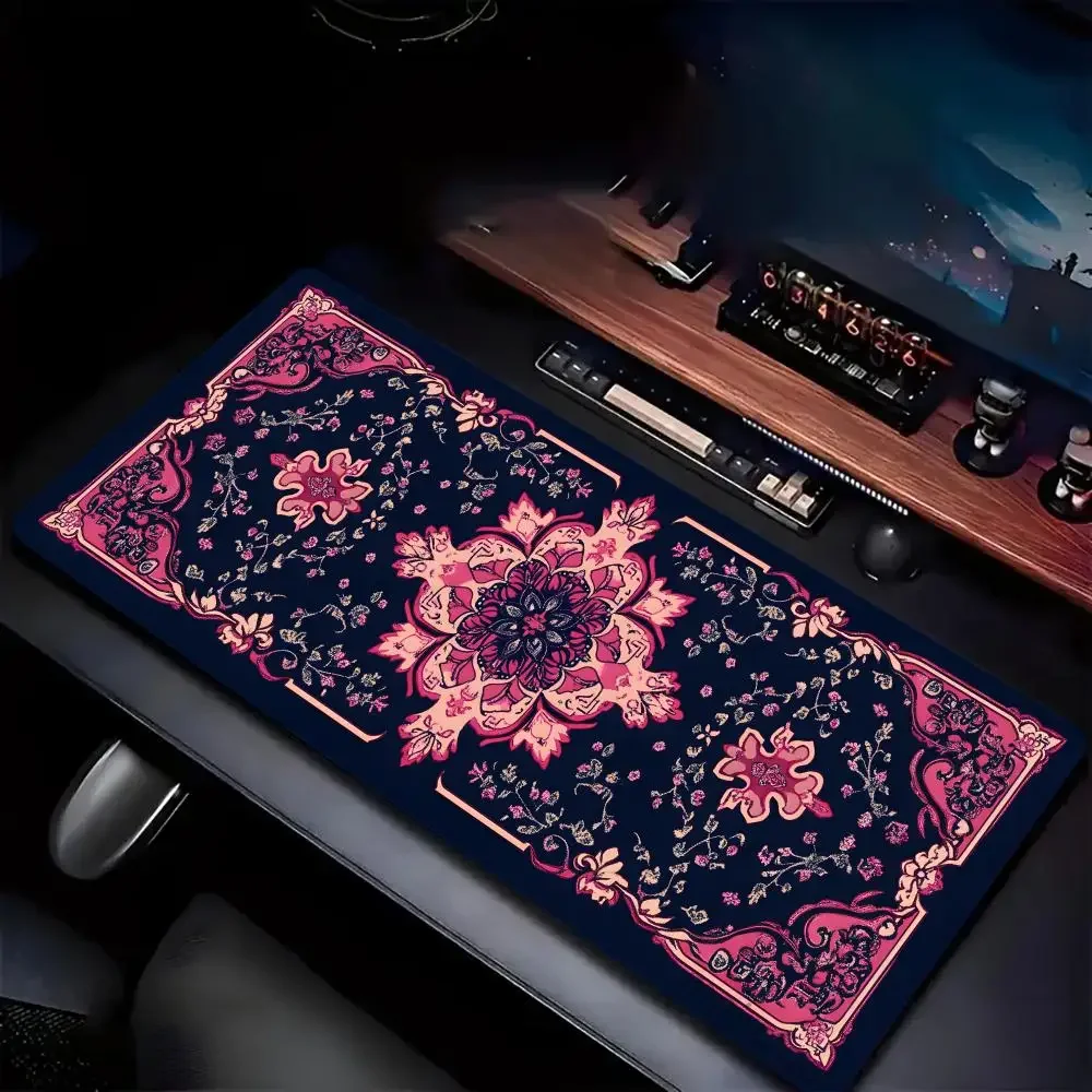 Pink Flower Persian Mouse Pad Large Computer Office Game Table Mat XXL Rubber Anti-slip Gaming Keyboard Mousepads Long Desk Pads