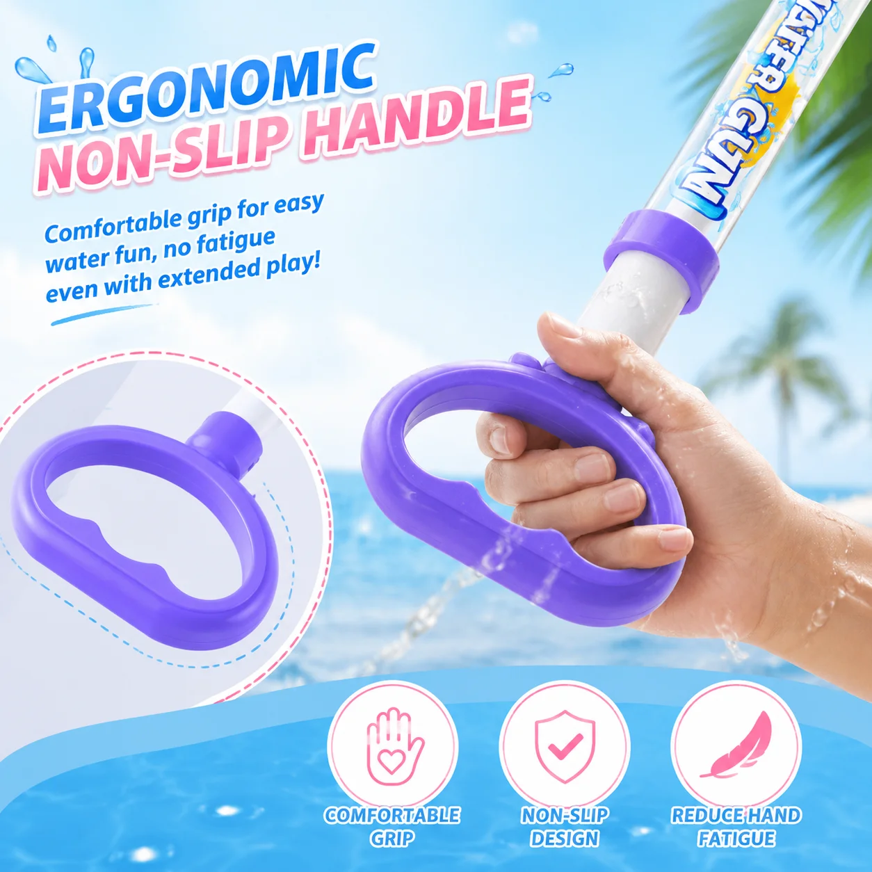 Water Gun Pull Out Water Soaker Blaster Beach Party Game Props Large Water Spray Pull-out Type Drifting Play Gift Toy