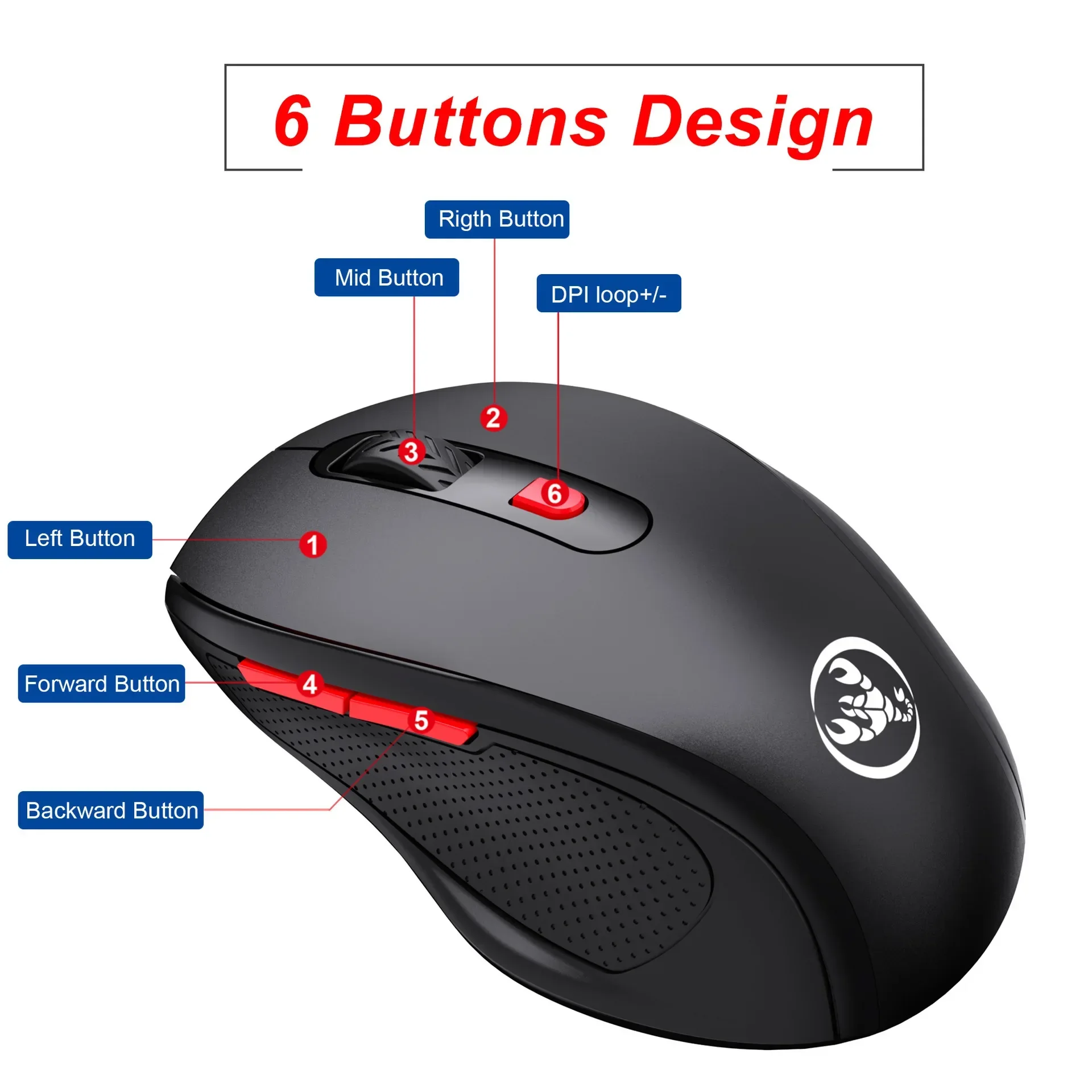 For laptop office desktop mouse T67 2.4&GBT5.0 ergonomic comfortable optical 3-level resolution adjustable wireless mouse