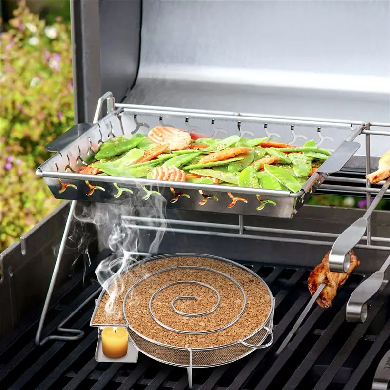 DT19-Cold Smoke Generator For BBQ Grill Or Smoker Wood Dust Hot And Cold Smoking Salmon Meat Burn Stainless Cooking Bbq Tools