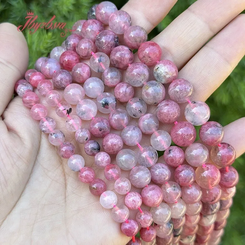 Round Genuine Pink Cherry Blossom Quartz Crystal Stone Bead 15 Inch for DIY Accessories Necklace Bracelet Jewelry Making6/8/10mm