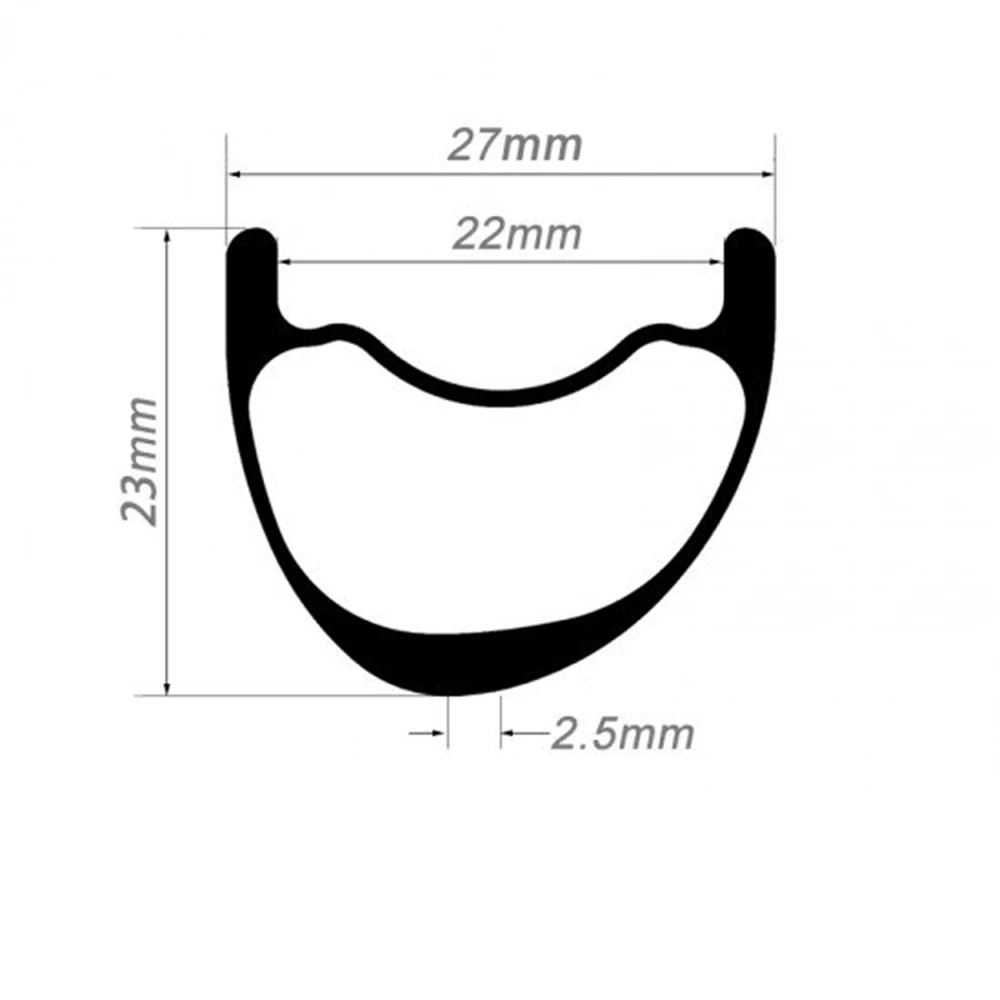 

Super Light 27.5er / 29er Carbon 27x23mm Inner Width 22mm AsymmetricTubeless Hookless MTB Full Carbon Rim XC Rim Lightweight