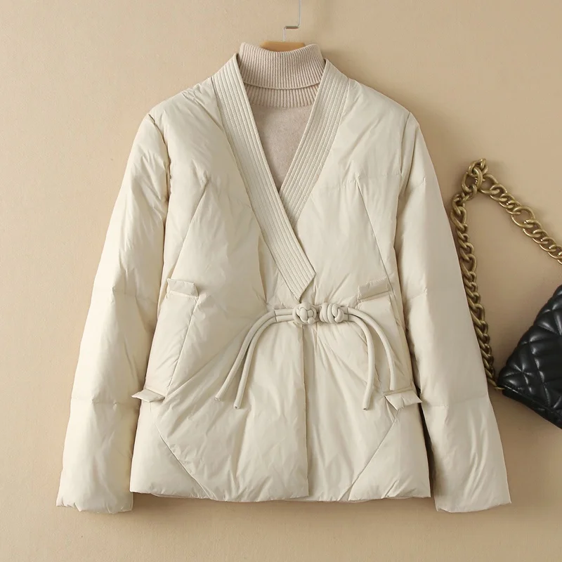 

Retro Chinese Sle Women's Cotton Jaet V-Ne Large Button Warm Comfortable Versatile Sli Winter Outerwear