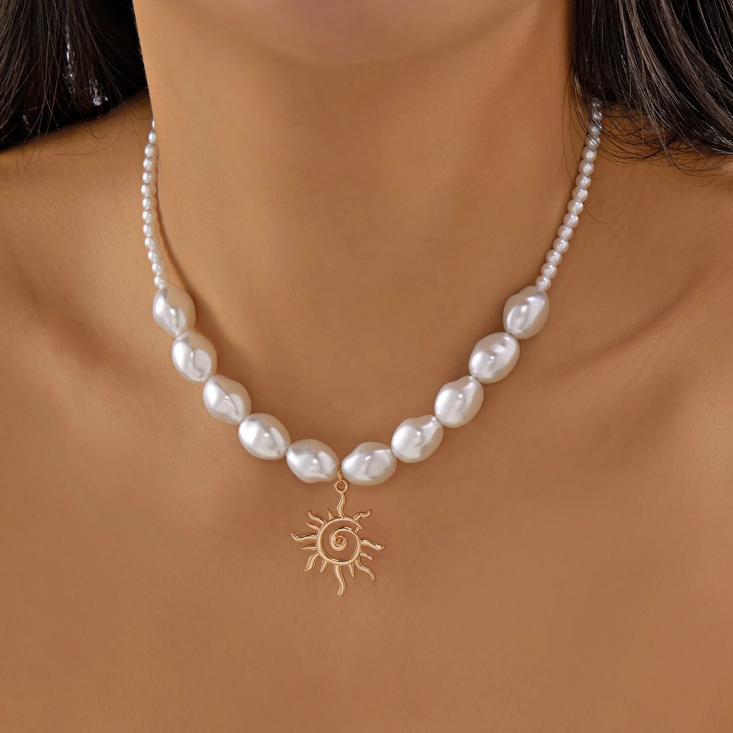 جديد الباروك غير النظامية تقليد اللؤلؤ حبة المختنق قلادة للنساء الحد الأدنى Ins ستار شرابة قلادة الهيب هوب مجوهرات الأزياء #5