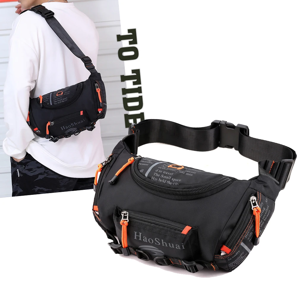 Nylon Crossbody Running Waist Bag Waterproof Oxford Men\'s Belt Fanny Pack Shoulder Messenger Bag Travel Bum Sling Chest Bags