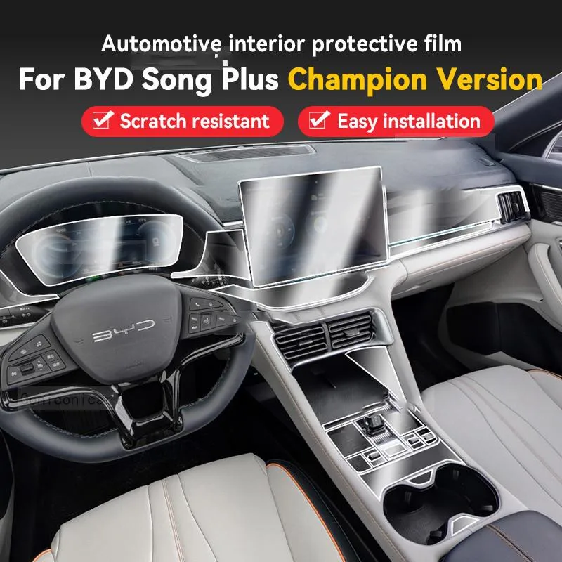 

For BYD SONG Plus Champion Version DM-i EV 2023 Car Multimedia screen Center Gear Panel TPU Automotive Interior Protective Film