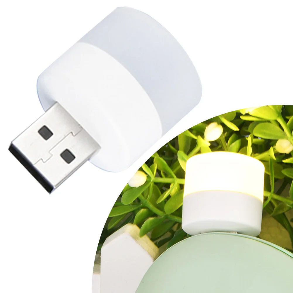 Lampka nocna USB okrągła przenośna lampa LED Mini lampka nocna do czytania akcesoria oświetleniowe domu 3cm * 2.5cm ciepła i biała