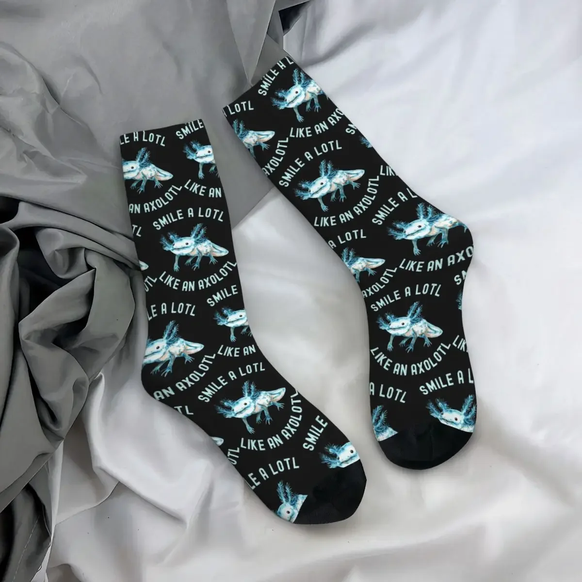 Calcetines largos de sonrisa divertida para hombre y mujer, medias Súper suaves, como un Axolotl, Harajuku, todas las estaciones, regalo de cumpleaños