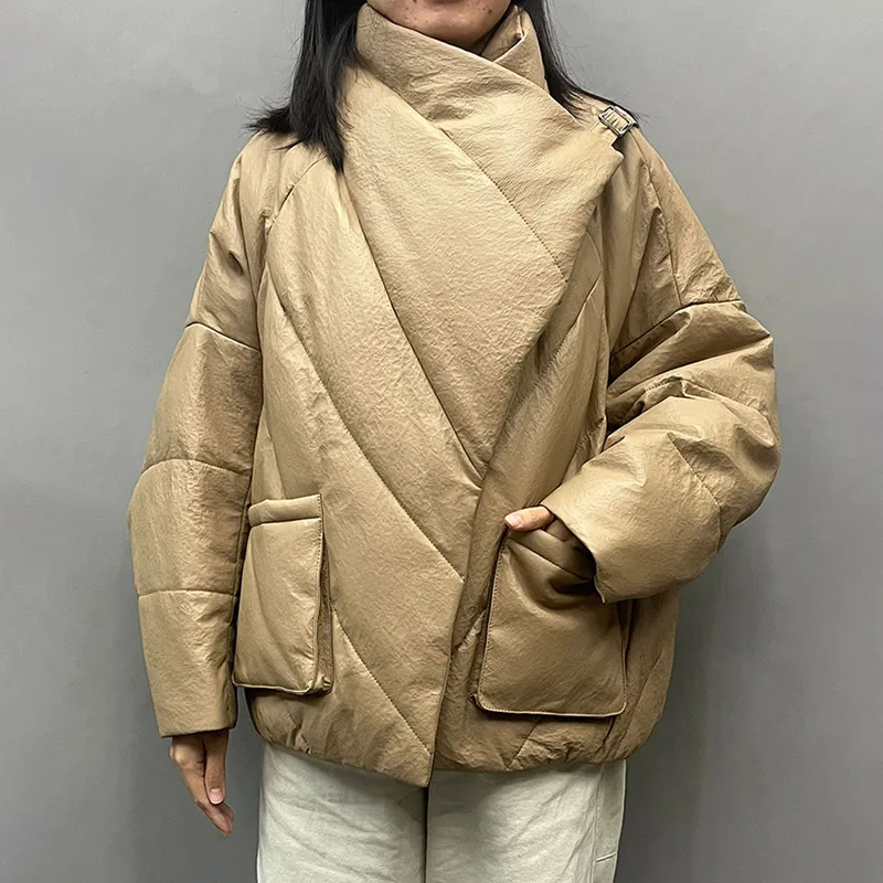 2024 high end mulheres jaqueta de couro inverno genuíno pele carneiro para baixo casaco ao ar livre grosso quente curto puffer jaqueta streetwear