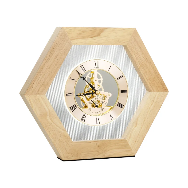 

Factory Supply Smart 2023 New Clock Shaped Living Room Wooden LED Table Lamp Working Nordic Modern Learning for Home Decor