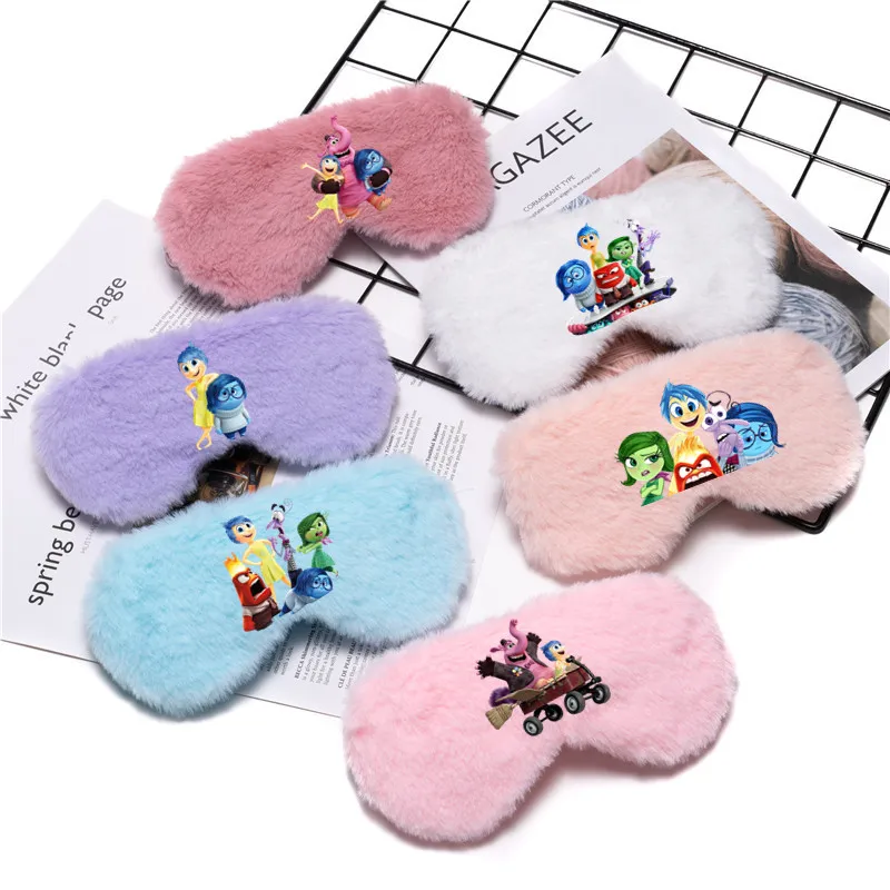 Disney Movie Inside Out Eye Masks Plush Cartoon Sleeping Blindfold Soft Cute Eyepatch Girl Travel Sleep Eye Band Holiday Gifts