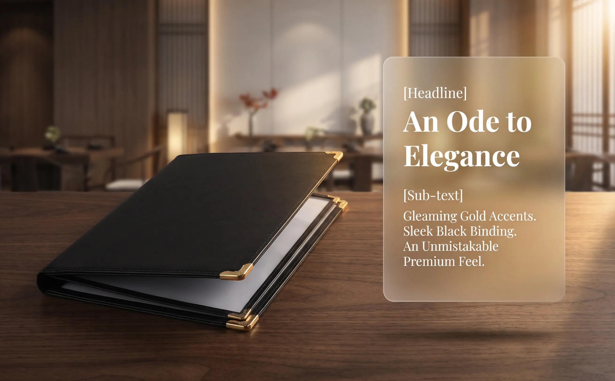 Transparent A4 Menu Covers Restaurant Menu Folder Clear PVC Protective Cover with Elegant Gold Corners for Cafe Bar