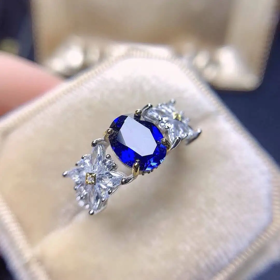 KJJEAXCMY New Jewelry Natural Women's Sapphire Ring 925 silver inlay Colorful and splendid Crystal pure fire flash explosion