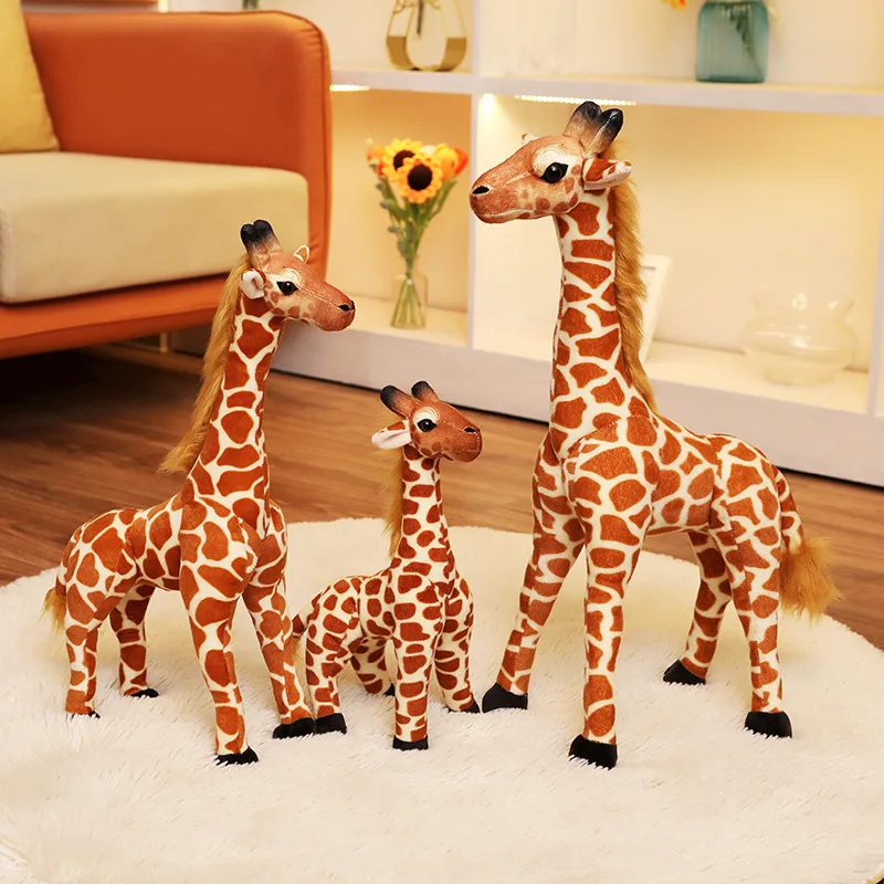 Boneca girafa simulada fofa, animal da floresta da vida real recheado, brinquedo de pelúcia infantil, presente de aniversário e Natal, brinquedo infantil, 30 cm, 48 cm, 60cm