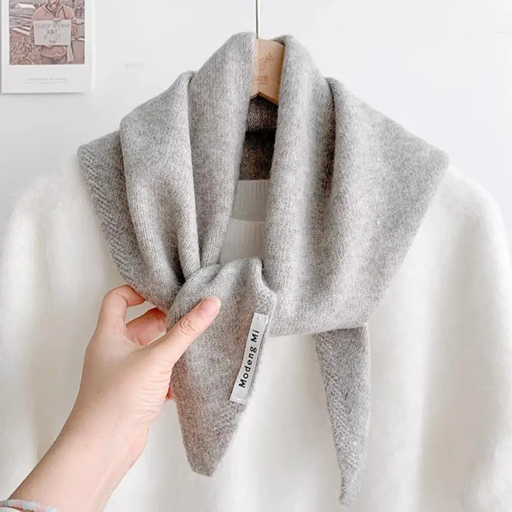 

Triangular Wool Small Neck Scarf, Soft Warm Knitted Neckerchief For Women Girls, Winter Triangle Scarf Short Knit Collar Scarves