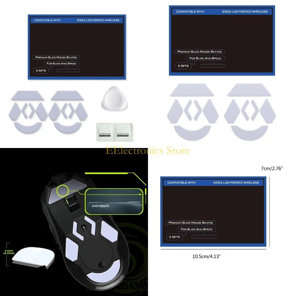 B03C 2Sets White Curved Mouse Skates Mouse Feet for G903 LIGHTSPEED Gaming Mouse Glides