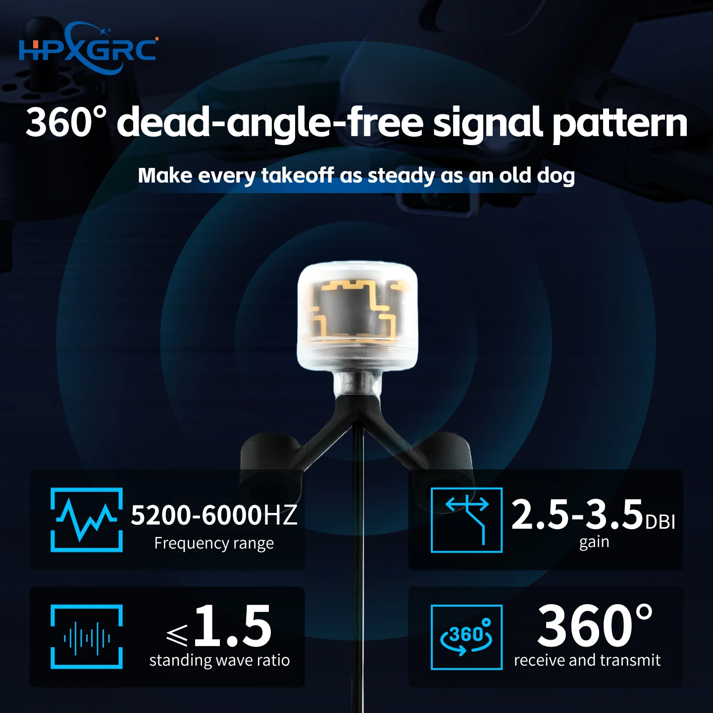 HPXGRC 5.8G Black Bear FPV Antenna V2 RHCP/LHCP SMA/UFL/MMCX-90°/MMCX-Straight for 5.2-6GHz Quadcopter Drone Freestyle DIY RC