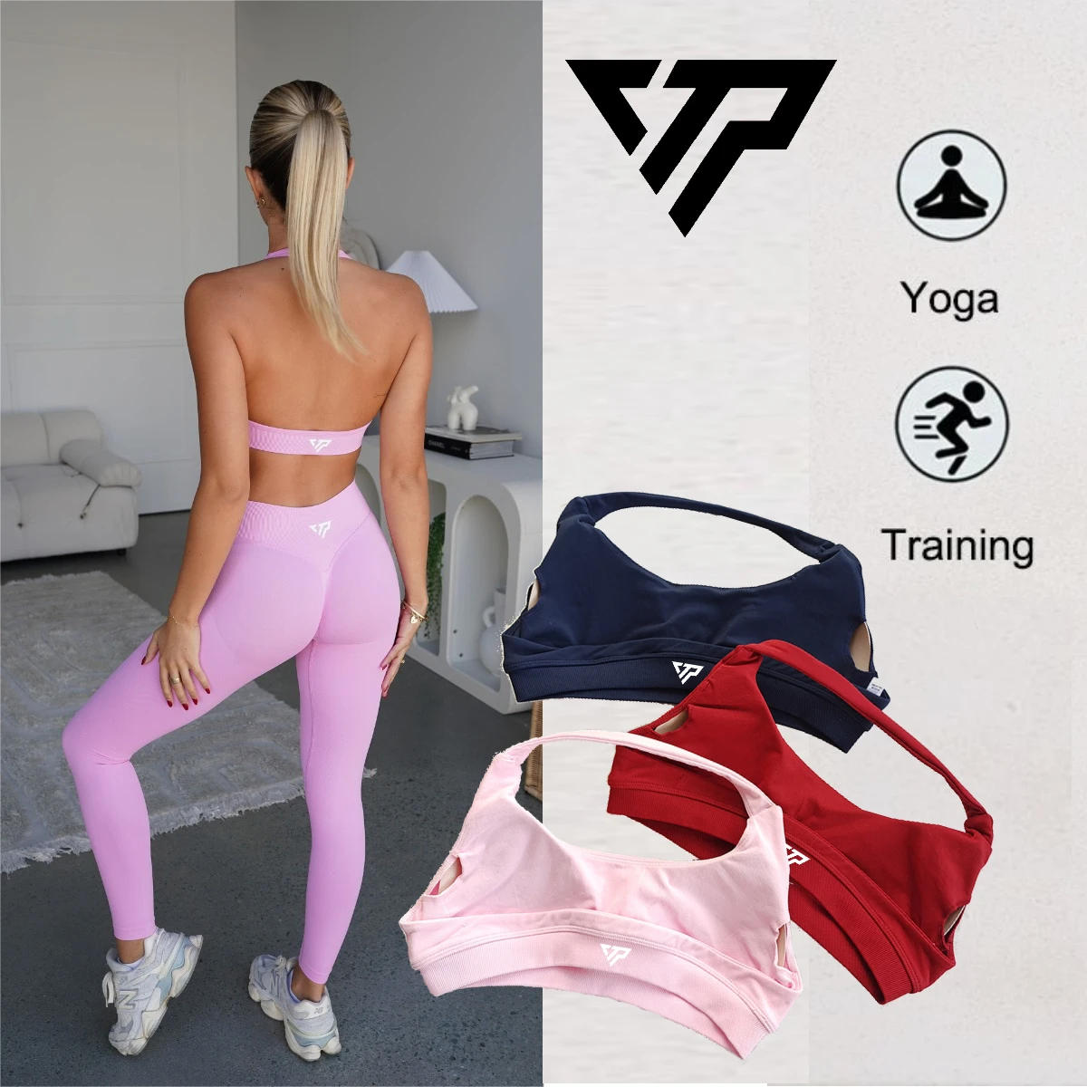 

Keep That Pump Women's Sports Bra Backless Strap Padded Medium Supported Yoga Cycling Running Fitness Gym Top Comfortable Bra