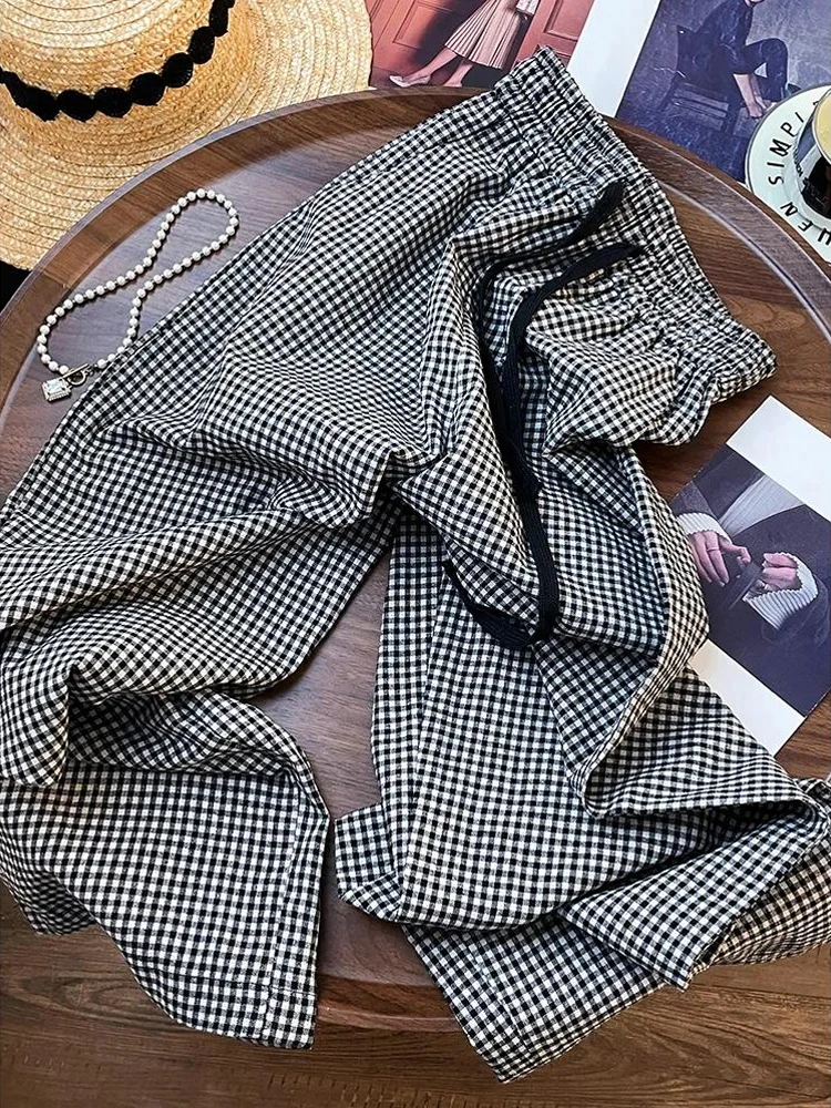 Plones Casus a Cuadros Chic 2024, Estilo Hoado para Mujer, Marca de Alta Gama, Versión Coreana, Tendencia Sur-Orient...