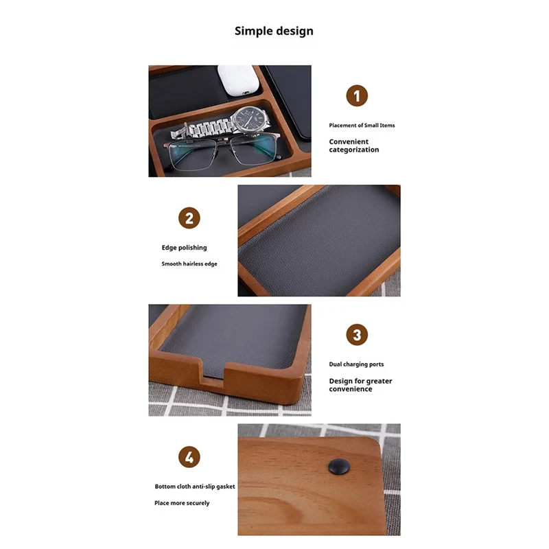 -A90P Wooden Desktop Storage Organization Box Sundries Solid Wood Storage Box Solid Wood Partition Storage Box