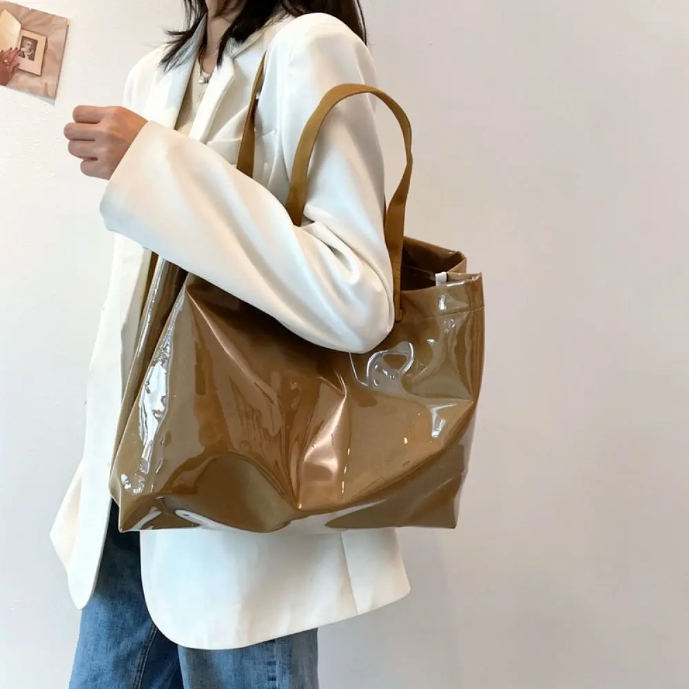 Casual Canvas Shoulder Bag Summer Fashion Transparent Tote Large Capacity Minimalist Korean Style Handbag Purses